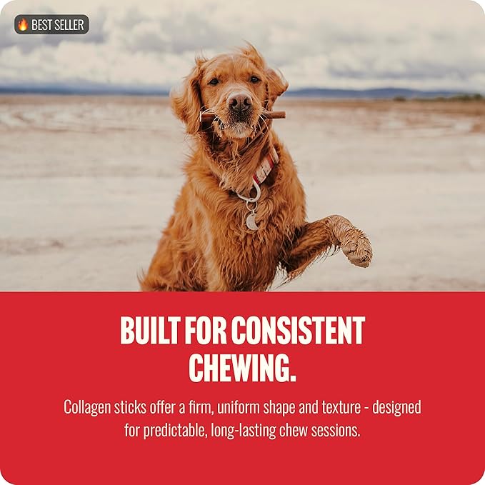 Natural Farm Peanut Butter Flavor Collagen Sticks for Dogs (6 Inch, 25 Count), Long-Lasting Beef Collagen Sticks, Rawhide Alternative Chews with Chondroitin & Glucosamine, Low-Fat Dental Treats