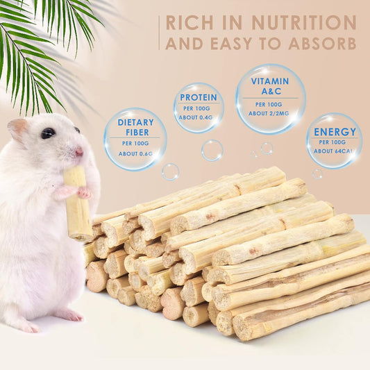 Bissap 700g/1.5Ib Sweet Bamboo Chew Sticks for Rabbits, Bunny Chewing Sticks for Rabbits Hamster Chinchilla Guinea Pigs Rabbit Small Animals Natural Treats Teeth Grinding Toys