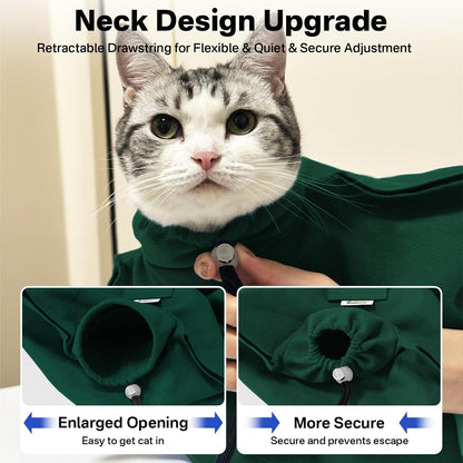 [Cozy Travel] Cat Carrier Pouch, Soft Cat Carrier for Small Cats, Kitten Carrying Bag, Restraint Bag for Nail Trimming, Vet Visits, Giving Meds, Car Travel -Dark Green