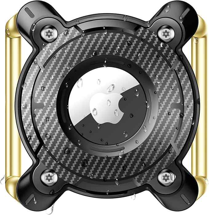 Airtag Dog Collar Holder, IPX8 Waterproof, Removable Metal Buckle Strap - Ultralight Hard TPU, Compatible With Apple AirTag, Black 1 Pack