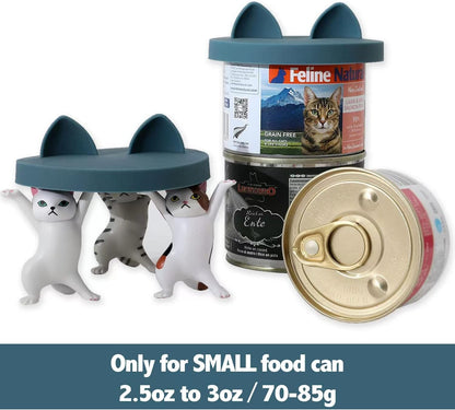 OHMO 3 Pack Small Cat Food Can Lids, Silicone Pet Food Can Lids Covers for 3 oz 2.5 oz Cat Food Cans, Dark Blue