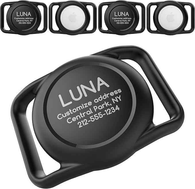 Personalized Dog Collar Holder for AirTag, 4 Pack Upgraded Water Resistant Silicone Case for Pet Collars, Customized with Name and Phone Number Protectors for Dog and Cats Collars