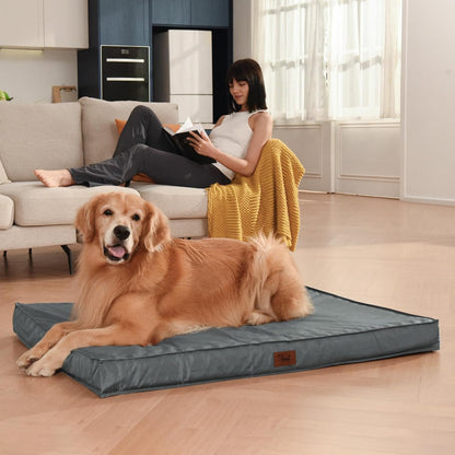 Outdoor Dog Bed for Medium Dogs, Waterproof Dog Crate Bed for Puppy Beds, Orthopedic Egg Crate Foam Pet Bed with Washable and Removable Oxford Cover, Grey