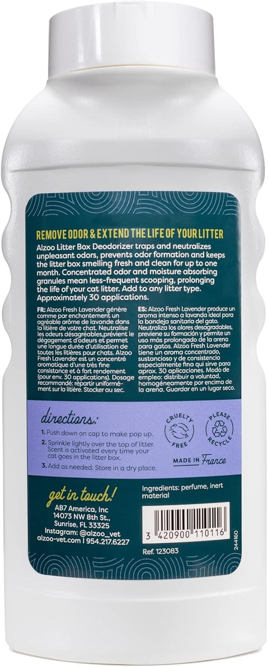 ALZOO Cat Litter Deodorizer, Concentrated Granules Absorb & Help Neutralize Odors, 100% Plant-Based Active Ingredients, Up to 30 Uses, Fresh Lavender Scent, 26.6 Oz., Pack of 2