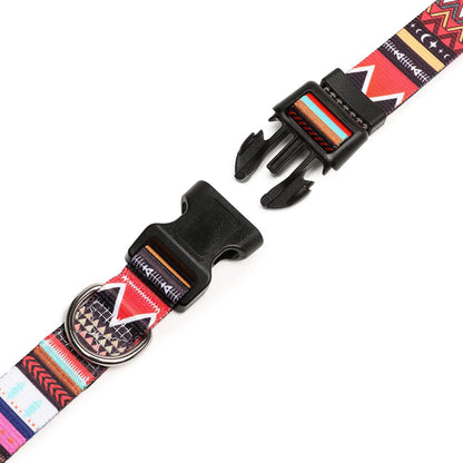 Mercano Adjustable Dog Collar - Special Design Patterns, Soft Nylon Comfortable Durable Pet Collar for Small Medium Large Dogs (M, Tribal Pink)