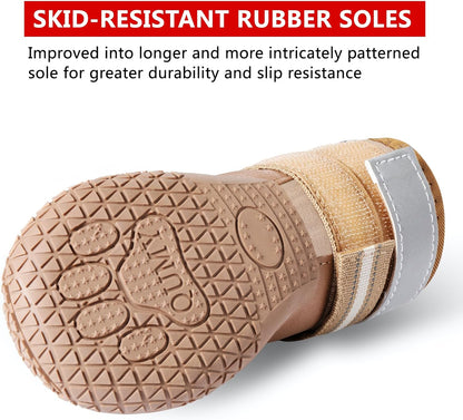 QUMY Dog Shoes for Large Dogs, Medium Dog Boots & Paw Protectors for Winter Snowy Day, Summer Hot Pavement, Water-Resistant in Rainy Weather, Outdoor Walking, Indoor Hardfloors Skid-Resistant Sole