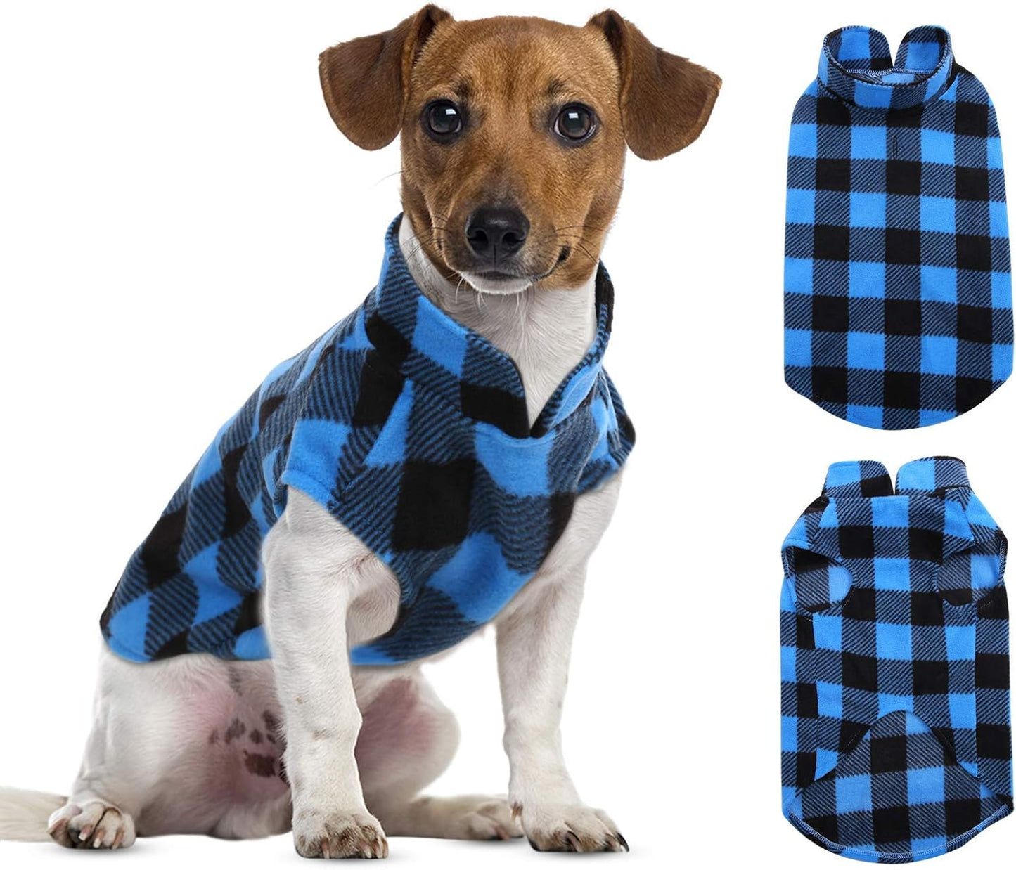 ASENKU Dog Plaid Shirt, Dog Sweater Plaid Reversible Doggie Vest Pets Clothes Pet Apparel for Small Medium Large Dogs, Blue, S