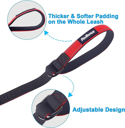 PetBonus 2 Packs Short Dog Leash, Safety Wrist Strap for Retractable Dog Leash, Reflective Design and Adjustable Soft Padded Handle, Extra Layer Security for Pet Stroller (Red, Red)