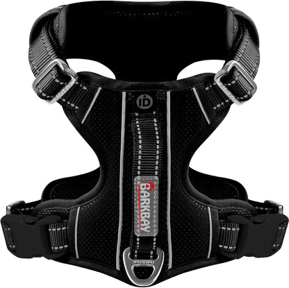 BARKBAY Dog Harness No Pull with ID Tag Pocket - Heavy Duty, Reflective, Easy Control for Large Dogs(Black,L)