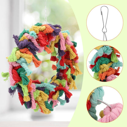Hypeety Pet Toy Cotton Ring for Parrot Exercise, Chew, Snuggle Bird Toys, 30 cm / 11.8 in Diameter