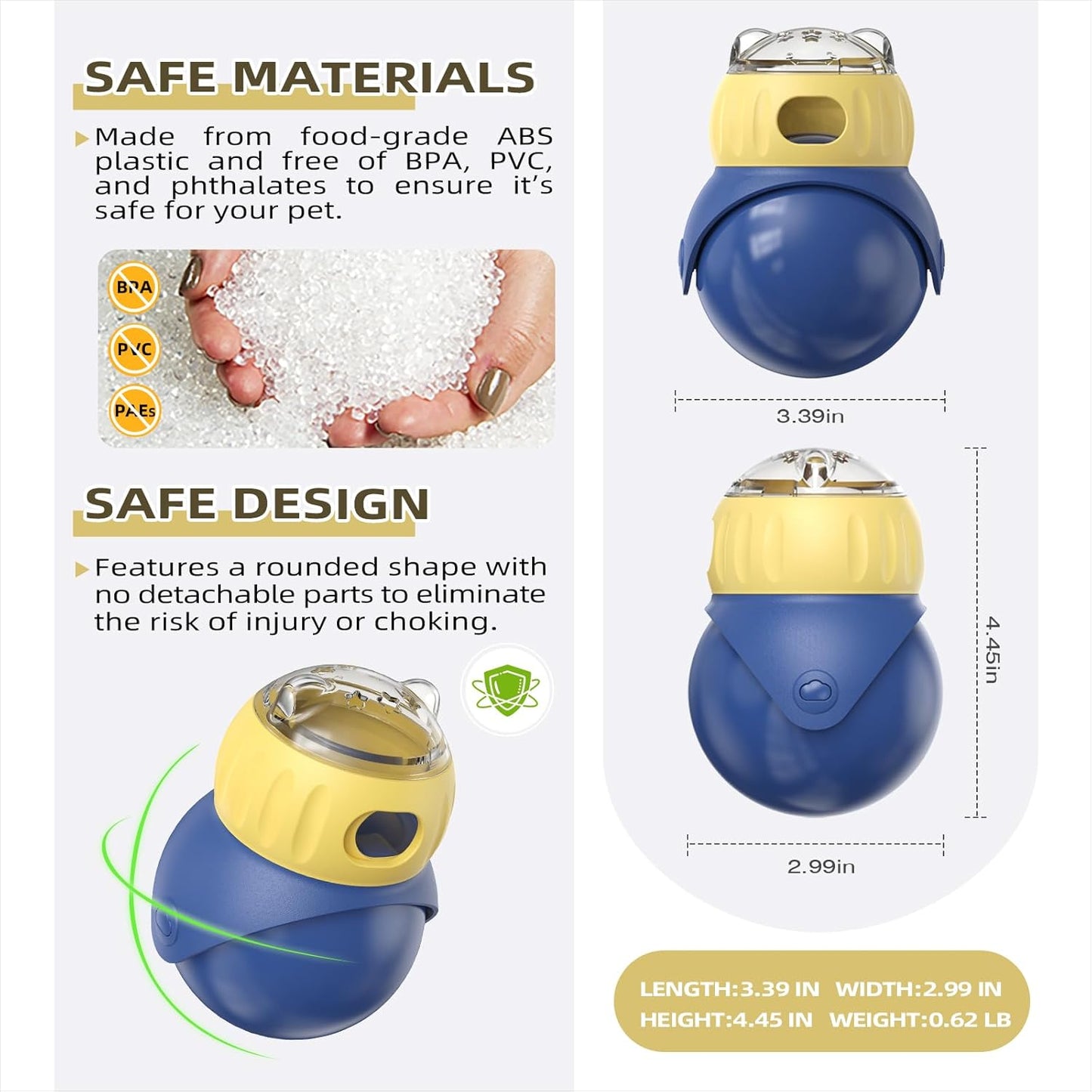 Interactive Owl-Shaped Puzzle Toy for Cats and Small Dogs - Non-Tippable Slow Feeder Food Dispenser for Healthy Eating & Anxiety Relief - Indoor Entertainment Toy