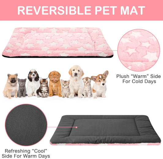 4 Pcs Washable Dog Crate Mat Kennel Pad Replaceable Reversible Pet Bed Pad for Crate Pet, Sleeping Mat for Small, Medium, Large Dog Machine Washable(18 x 24 x 1.6 Inch,Colorful)