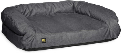 K9 Ballistics Tough Bolster Orthopedic Sofa Dog Bed with Removable Washable Cover - Durable, Water Resistant with Nonskid Bottom - Small, Titanium Premium Finish