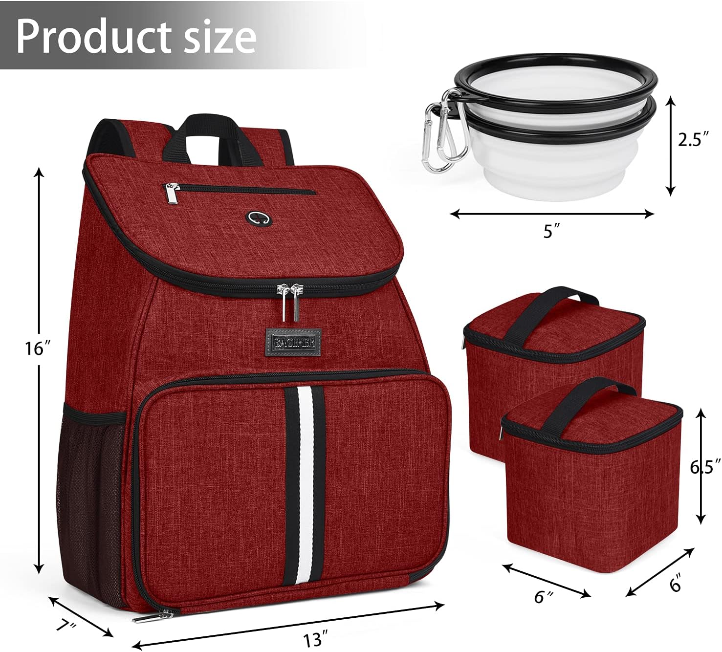 BAGLHER丨Dog Travel Bag, Airline Approved Pet Supplies Backpack, Dog Travel Backpack with 2 Silicone Collapsible Bowls and 2 Food Baskets - Pawvie