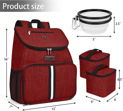 BAGLHER丨Dog Travel Bag, Airline Approved Pet Supplies Backpack, Dog Travel Backpack with 2 Silicone Collapsible Bowls and 2 Food Baskets - Pawvie
