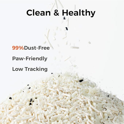 Mixed Tofu & Cassava Cat Litter, Plant-Based Unscented, Fast-Clumping, Dust-Free, Powerful Odor Control with Coconut Carbon, Lightweight, Low Tracking for Cat Owners