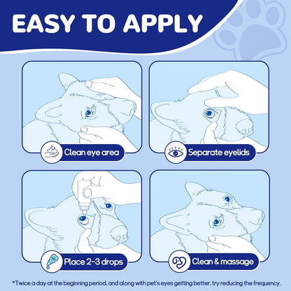 Eye Drops for Dogs & Cats, Natural Safe Dog Eye Drops-Soothe Itching Irritation & Discomfort, Dog Eye Infection Treatment, Pet Tear Stain Remover for Dogs Eye Wash Improving Eye Vision Clarity(2x50ML)