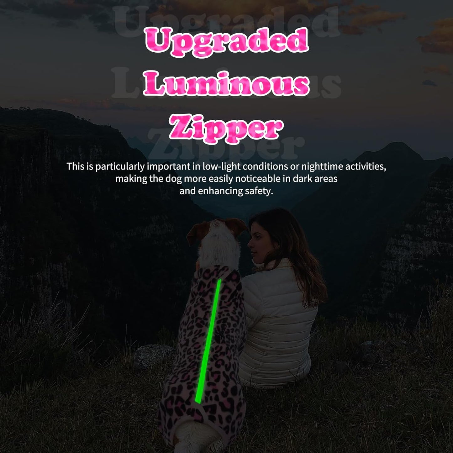 ROZKITCH Dog Winter Jumpsuit, Pet Windproof Warm Cold Weather Jacket Vest with Luminous Zipper, Jumpsuit Apparel Outfit Clothes for Large Giant Dog L-Pink 4XL