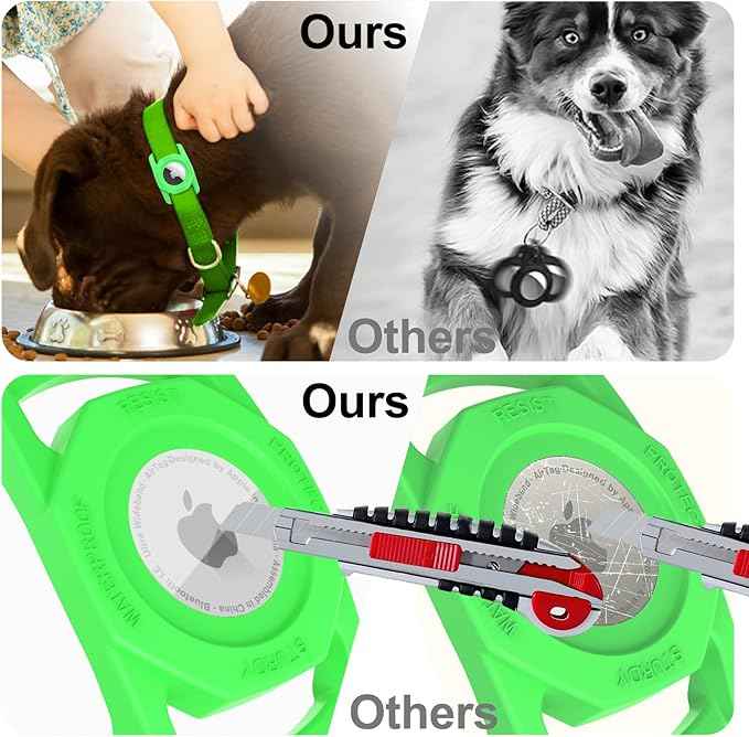 SANKALA Airtag Dog Collar Holder, [1 Pack] Waterproof Airtag Case for Dog Collar, TPU & Silicone Full Body Covered Anti-Lost Apple Air Tag Collar Holder Protective Airtag Case for Pet Collar, Green