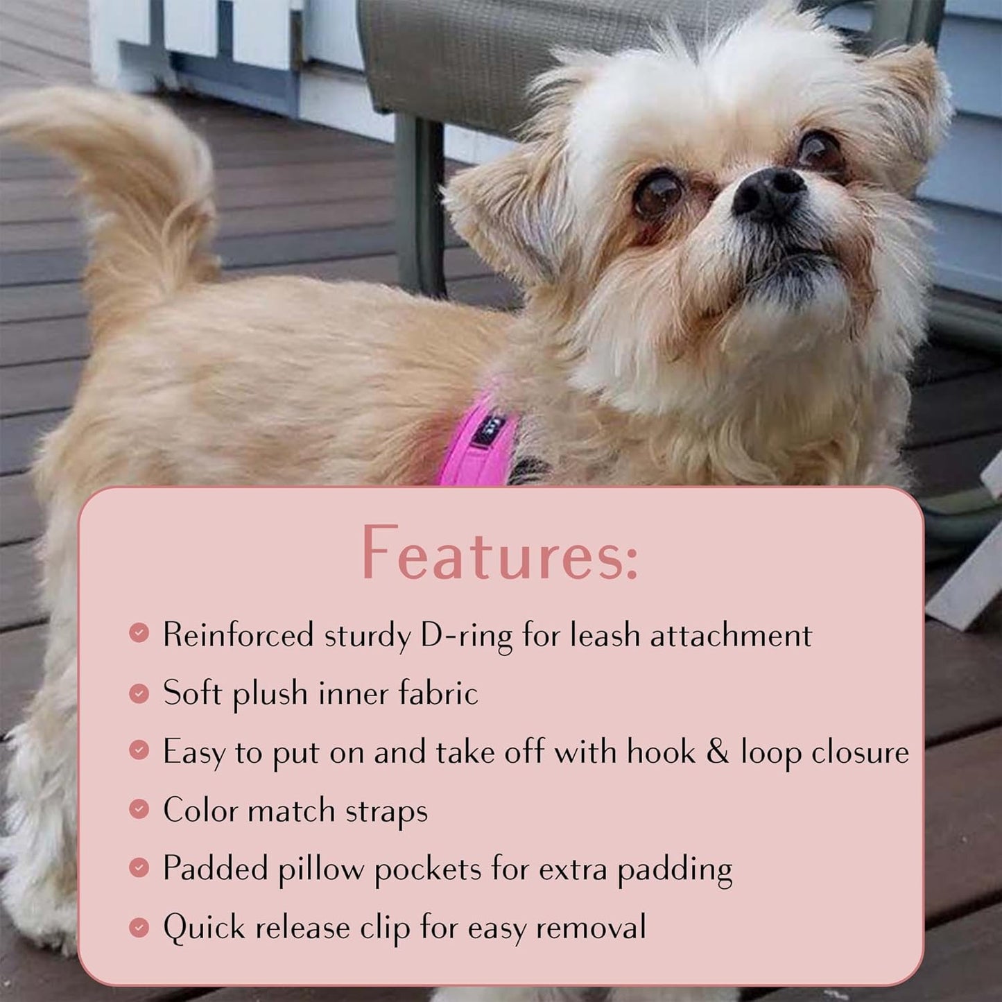 Comfort fit Step-in Dog & Puppy Harness - Comfortable All Weather Dog Vest Harness: Adjustable, Soft Padded, Easy to Put-on for Small, Medium-Sized Dogs.