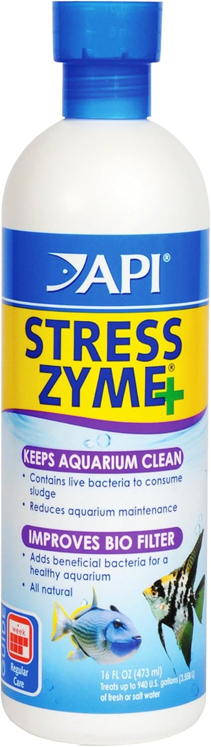 API STRESS ZYME Freshwater and Saltwater Aquarium Cleaning Solution 16-Ounce Bottle