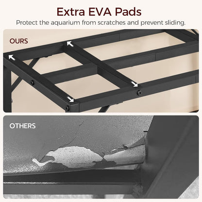 20 Gallon Fish Tank Stand, Aquarium Stand with 2-Tier Storage Shelves, Heavy Duty Breeder Turtle Terrarium Stand Rack for Home Office, 24.0" L x 11.8" W x 24.4" H, Black FTBK2001