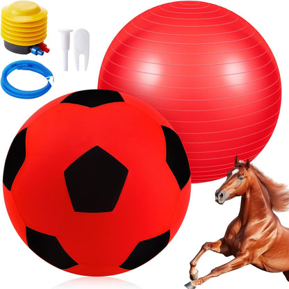 40inch Giant Herding Ball with Ball Cover Anti Burst Please Watch VCR for How to Inflation Horse Toys for Horses Stall Entertainment Play, Pump Included(Red Color,Stylish)