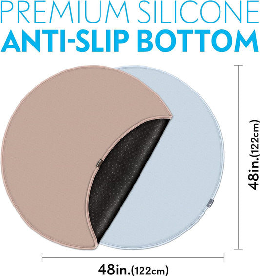 Paw Inspired Round Washable Pee Pads for Dogs (2 Pack), Reusable Puppy Pads for Potty Training, Whelping, Waterproof Mat, Leakproof, Non-Slip Liners (48 Inch, Pack of 2)