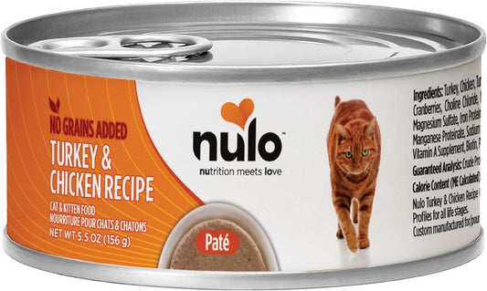 Nulo Turkey & Chicken Recipe Pate Wet Canned Cat Food, 5.5 Ounce (Pack of 24)