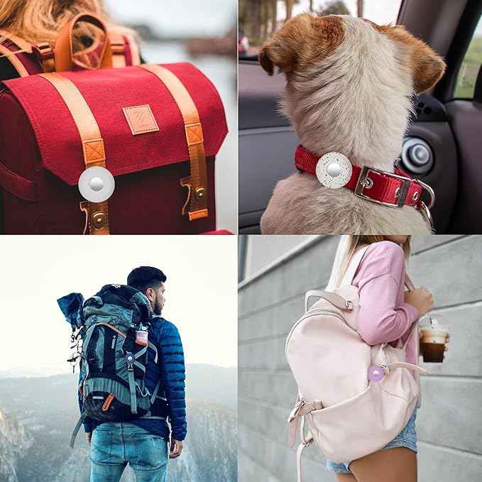 Compatible with Airtag Holder for Dog Collar, Cibaabo Silicone Air Tag Case Cover Compatible with Apple Airtags for 0.8-1.2inch Cat Pet Collar Harness Loop