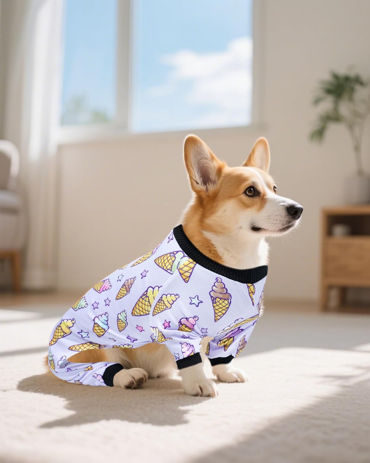 PET SHOW 4 Pack Dog Pajamas for Medium Large Dogs Girl Boy Watermelon Soft Stretchy PJs Whale Ice Cream Jumpsuit Dog Floral Onesies Outfits with Sleeve Pets Breathable Summer Clothes Costume XXL