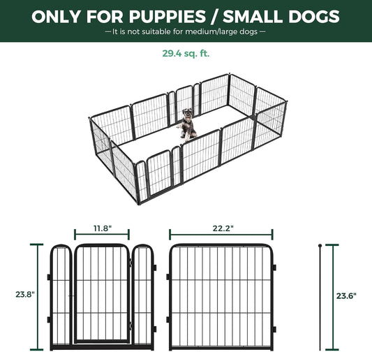 FXW Homeplus Unleashed Indoor Dog Playpen - Stress-Free and Safe Play, Heavy Duty 24 Inch 12 Wire Panels Dog Pen for Puppy and Small Dogs, Black│Patented
