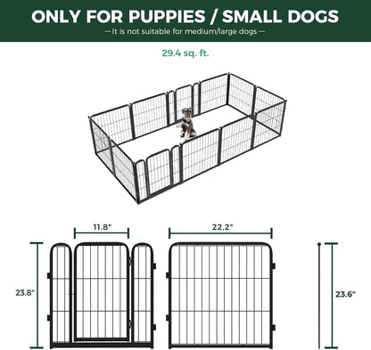FXW Homeplus Unleashed Indoor Dog Playpen - Stress-Free and Safe Play, Heavy Duty 24 Inch 12 Wire Panels Dog Pen for Puppy and Small Dogs, Black│Patented