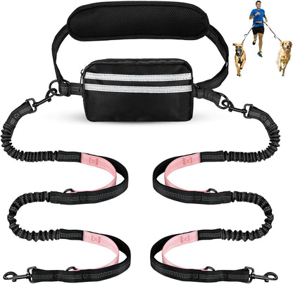 Hands Free Dog Leash, Waist Leash for Dog Walking 2 Dogs, Double Dog Leash for Two Dogs with Padded Handles, Dog Leashes for Medium and Large Dogs, Dog Walking Accessories,Tangle Free,No Pull