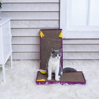 PEEKAB Cat Scratcher Cardboard Wide Scratching Board Reversible Corrugate Cat Scratch Pad with Box Catnip Included Large 3PCS