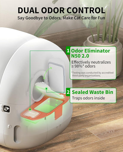 PETKIT PuraMax 2 Automatic Self-Cleaning Cat Litter Box, App Control Scoop-Free Litter Box with Safety Sensors, Odor Free & Anti-Leakage Basic Bundle Includes Trash Bags,2.4G WiFi & Low Entrance