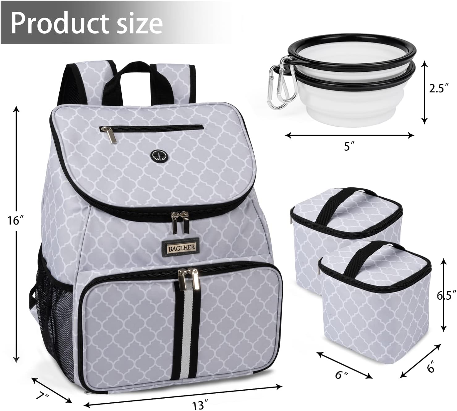 BAGLHER丨Dog Travel Bag, Airline Approved Pet Supplies Backpack, Dog Travel Backpack with 2 Silicone Collapsible Bowls and 2 Food Baskets - Pawvie
