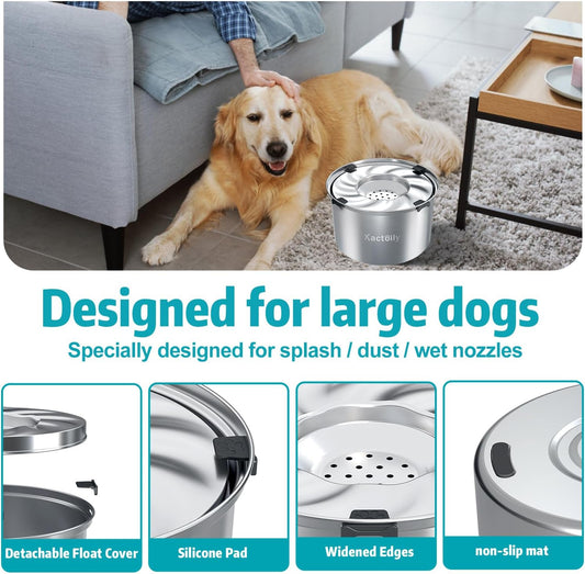 1.5 Gal Dog Water Bowl No Spill, 5.6L Slow Water Bowl for Large Dogs, Slow Drinking Dog Water Bowl Dispenser, Stainless Steel Dog Bowls for Messy Drinkers