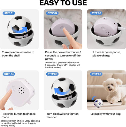 Pet Prime Active Rolling Ball for Dogs Motion Activated Rechargeable Automatic Interactive Dog Ball Toy with LED Light Self Moving Toy for Small Medium Large Dogs to Play