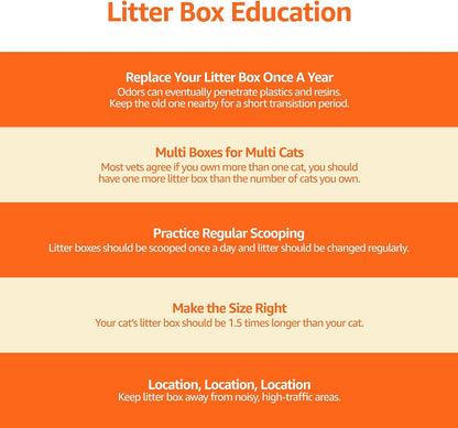 Amazon Basics No-Mess Hooded Enclosed Cat Litter Box, Large, Multicolor, 24 in x 18 in x 17 in