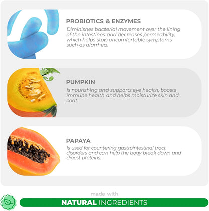 Probiotics for Dogs - 120 Chewable Tablets - Diarrhea & Gas Support - with Honey Pumpkin and Prebiotics for Dog Allergies, Bad Breath & Constipation Support