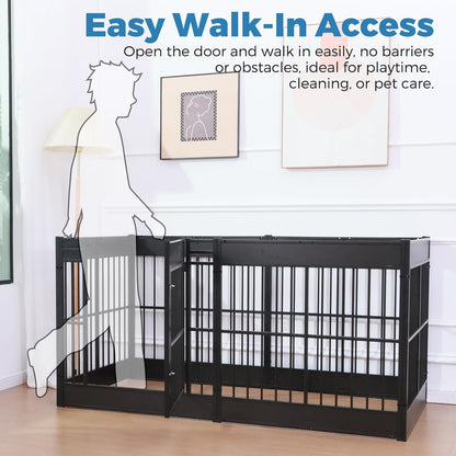 Dog Playpen, 35.4" Height Dog Pen Indoor, Heavy Duty, Safe and Sturdy, Furniture Style Puppy Pen (12 Panels (35.4" High), Black)
