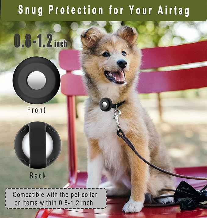 Compatible with Airtag Holder for Dog Collar, Cibaabo Silicone Air Tag Case Cover Compatible with Apple Airtags for 0.8-1.2inch Cat Pet Collar Harness Loop