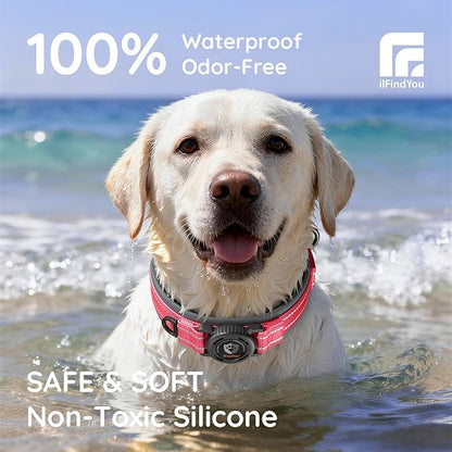 Upgraded AirTag Dog Collar with Holder, Waterproof Reflective Air Tag Dog Collar with Widened Comfortable Padding & Ultra-Durable Metal Buckle, Adjustable for Medium (Rose Red, Small)
