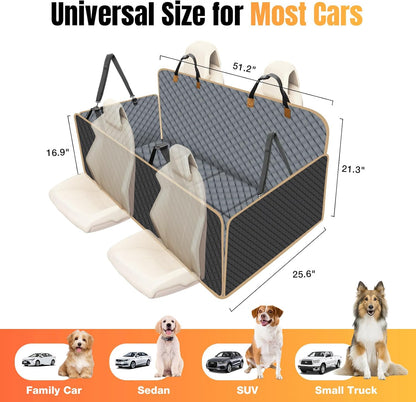 Dog Car Seat Cover for Back Seat, Larger Dog Car Bed Cover with Strong Bottom, Car Back Seat Extender Hammock for Car SUV Truck Grey - Pawvie