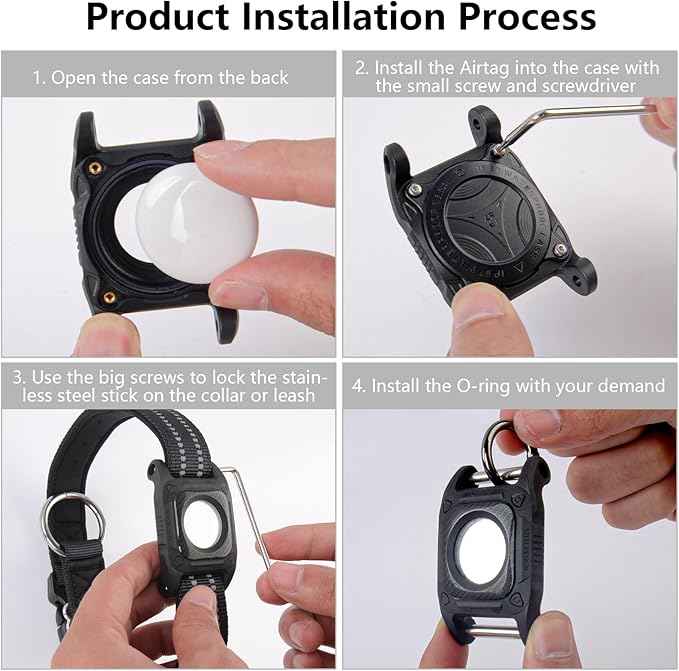 ETACCU Airtag Dog Collar Holder | Airtag Dog Waterproof - Airtag Holder for Dog Collar with Removable Metal Loop, Sturdy TPU, Lightweight, Compact Size (1)