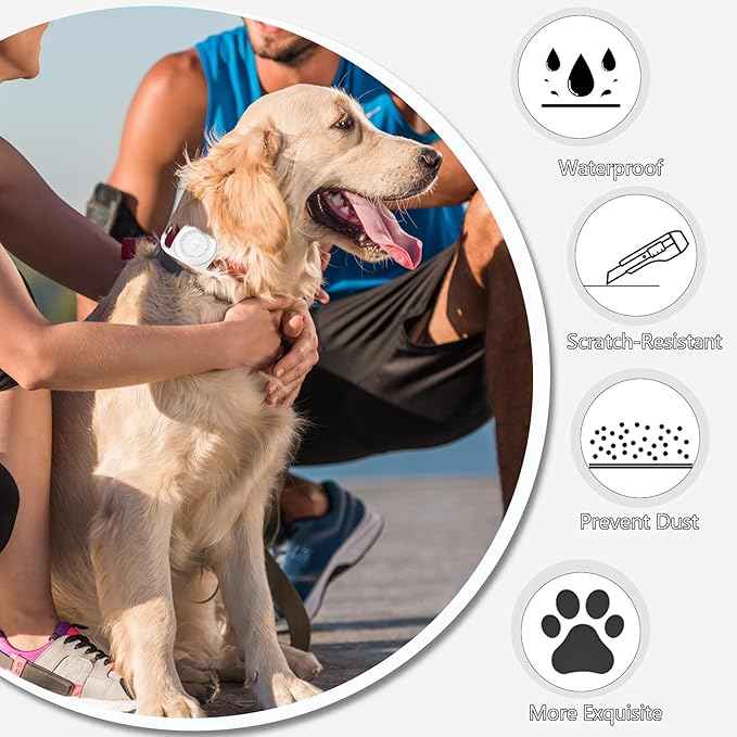Waterproof Dog Collar GPS Tag Case [1 Pack] - Durable TPU+Silicone Holder, Lightweight Full Protection Cover (White)