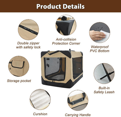 Soft Dog Crate for Medium Dogs, 4-Door Foldable Collapsible Dog Crate with Soft Sides, Indoor & Outdoor Travel Dog Kennel