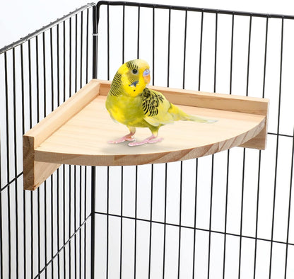 Wettarn 6 Pcs Bird Perch Platform Bird Corner Parrot Perch Corner Wooden Stand Sector Playground Cage Accessories Shelf for Parakeet Conure Cockatiel Budgie Gerbil Rat(7.1 x 7.1 Inch)