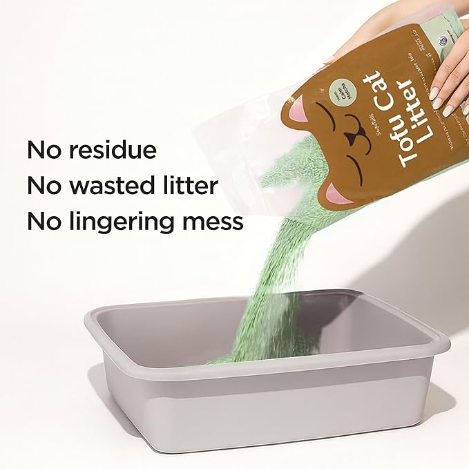 Natural Tofu Cat Litter, Fast Clumping and Scoops Easy, Dust-Free, Low Tracking, Quick Drying & Odor Control, Eco-Friendly Plant-Based Cat Litter 5.5lb/88oz – Calm Matcha (1 Pack)